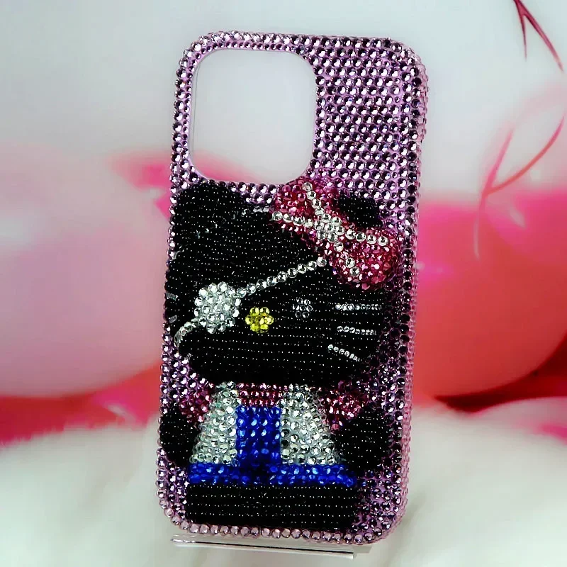 Rhinestone Bling Crystal Hello Kitty Phone Case Chain For