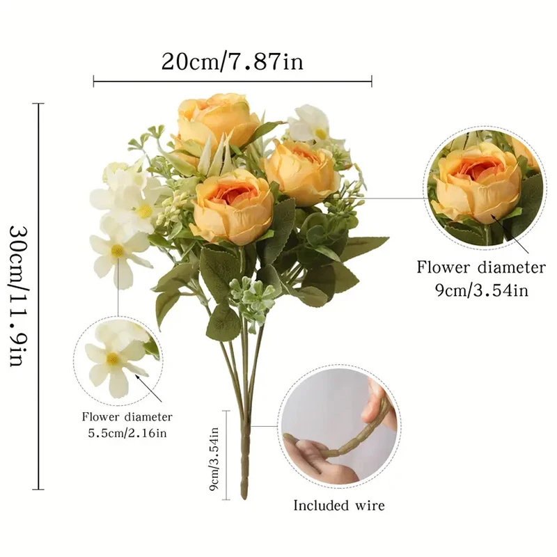 Artificial Peony Flower Bouquet Outdoor Fake Spring Summer Real Touch for Wedding Party Home