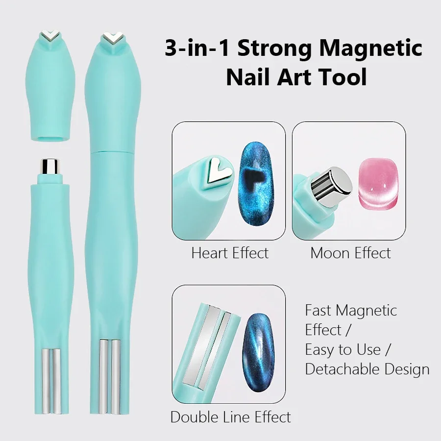 3-in-1 Heart & Snake Pattern Magnetic Nail Art Tool for Nail Design