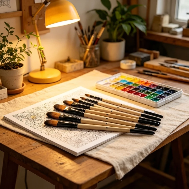 32Pcs 나무 손잡이 그림 브러시 예술가 초보자를위한 부드러운 나일론 Bristles 페인트 브러시 오일 수채화 아크릴 그림