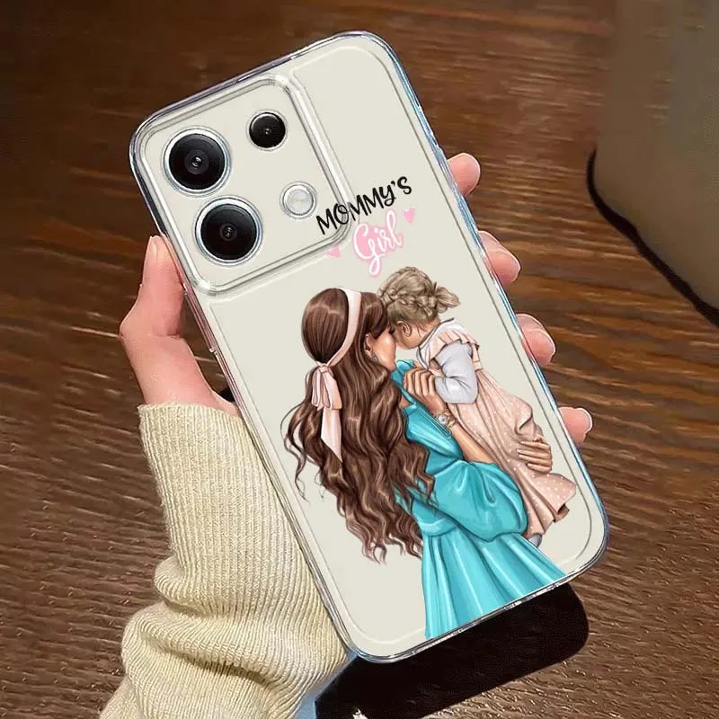 Super Mom Baby Girl Phone Case For Xiaomi Redmi 10 11 K30 K40 K50 K60 K70 Pro Prime Plus Ultra Zoom 5G TPU Transparent