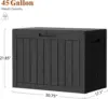 45Gal Black Deck Box - Waterproof & UV-Resistant Outdoor Storage w/Lockable Lid - For Patio/Garden Furniture 1