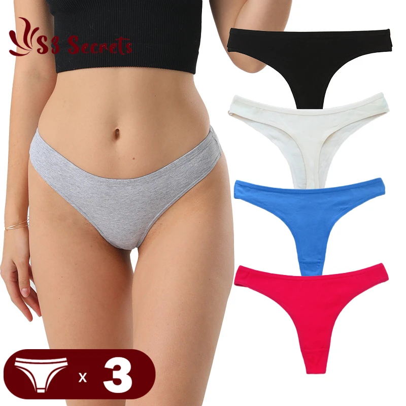 

3PCS/Lot Cotton G-string Ladies Soft Thongs Women Plus Size Underwear M-2XL Panties Girls Low-Rise T-Back Panties Female Bikini