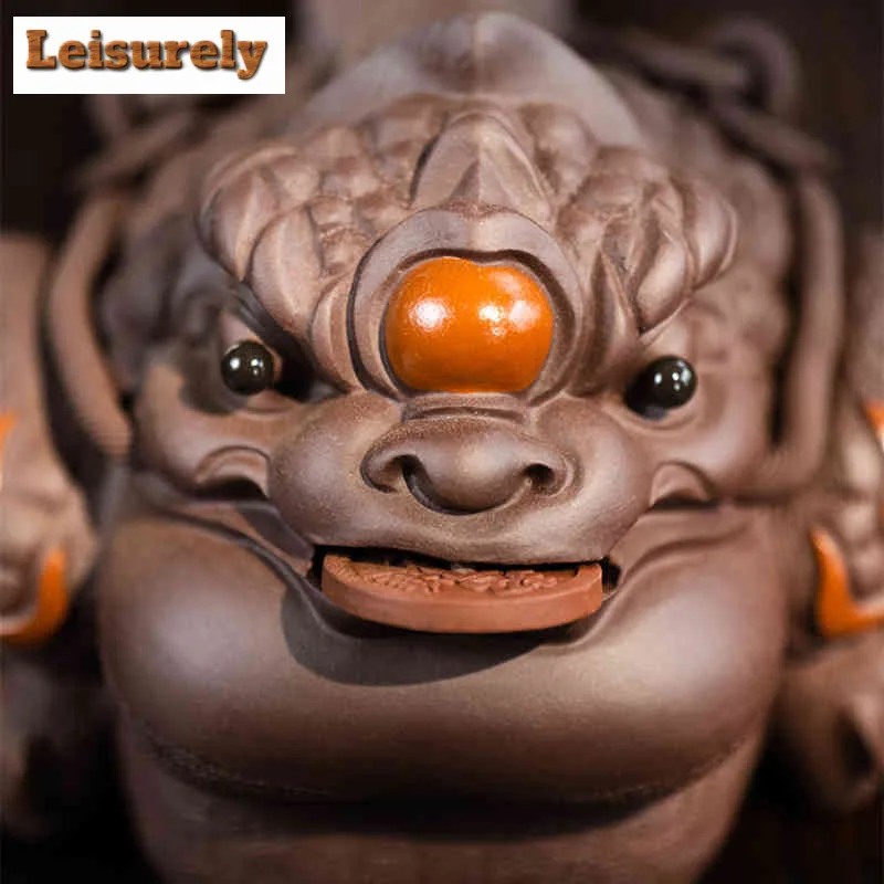 Yixing Zisha Wealth-attracting Golden Toad Tea Pet Handmade Fish Tank Landscaping Tea Figurine Play Toys Tea Statue Ornaments