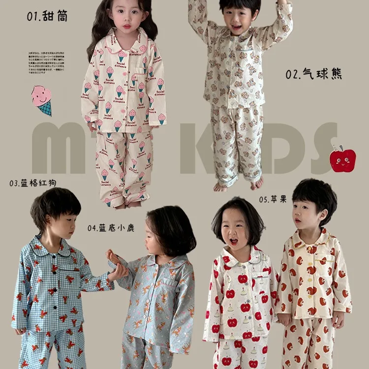 Spring Autumn Children's Set Cotton Cartoon Children's Home Clothing Set Baby Boy Girls Pajama Kids Kids Autumn Pajamas