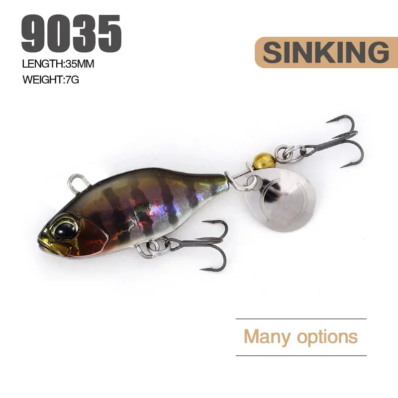 New Rotating Metal VIB Vibration Fishing Bait Tail Spinner Spoon Fishing Lures Japanese Sinking Pesca Sea Bass Tackle