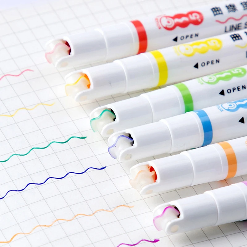 6Pcs Colored Pen for Note Taking,Dual Tip Markers with 6 Different Shapes &  6 Colors Fine Line,Cool Pens - AliExpress