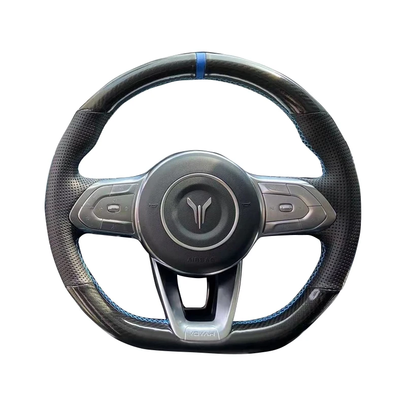 

Leather carbon fiber hand sewn steering wheel cover For Voyah Dream FREE Car interior accessories