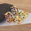 AIBEF 4 Colors Inlaid Colorful Zircon Open Rings Adjustable For Female Male Irregular Design Crystal Finger Jewelry Gift 1