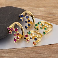 AIBEF 4 Colors Inlaid Colorful Zircon Open Rings Adjustable For Female Male Irregular Design Crystal Finger Jewelry Gift 1