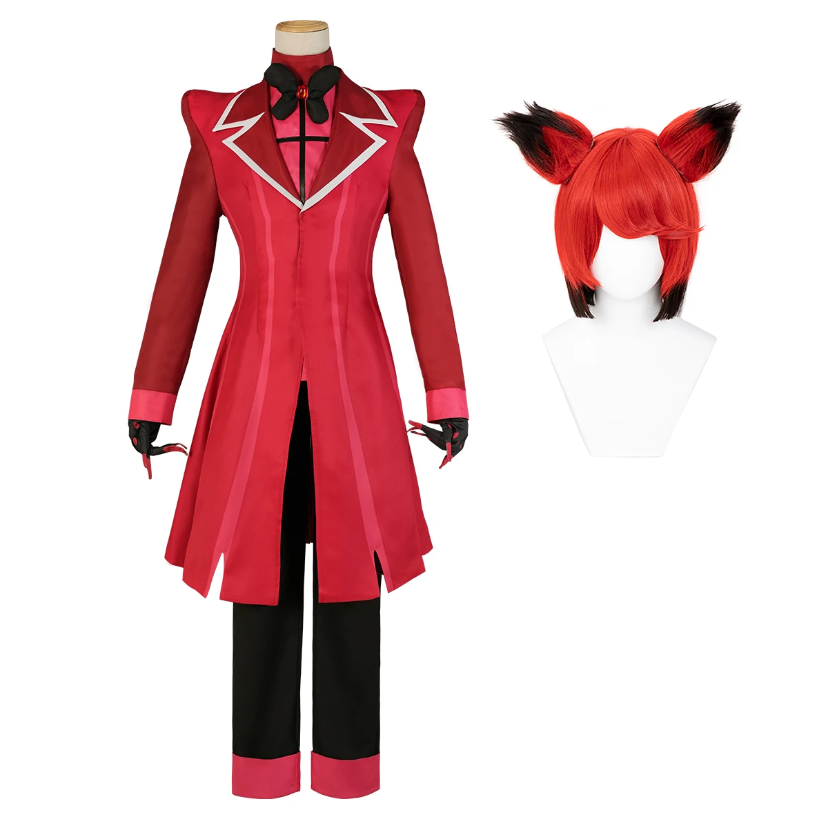 thumbnail image 1 of Peluca de disfraz de Cosplay de HOLOUN Haz Hotel Anime Alastor, red de rosas, fibra sintética, tamaño ajustable, regalo de Halloween para convención de disfraces, 1 of 5