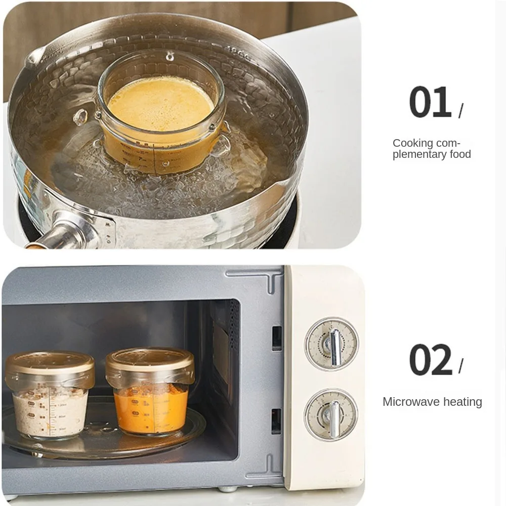 2PC 280ml Sealed Glass Bowl Microwaveable Fresh-keeping Refrigerator Sealed Jar Glass Food Storage Box Large Capacity 3