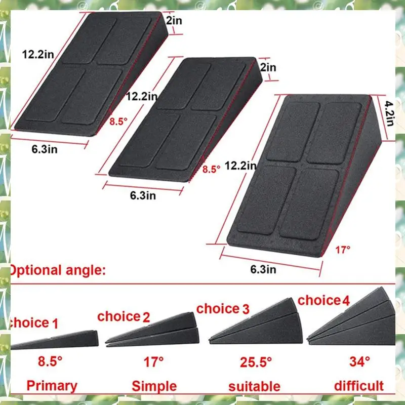3Pcs Yoga Bricks Squat Wedge Blocks Slant Board Adjustable Non-Slip Foot Stretcher For Gym Fitness Yoga Parts Accessories