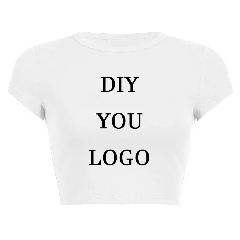 New Summer Short Sleeve O Neck Nieuwe Uw Eigen Ontwerp Logo/Foto Wit Custom DIY Women Crop Tops Fashion T-Shirt 2