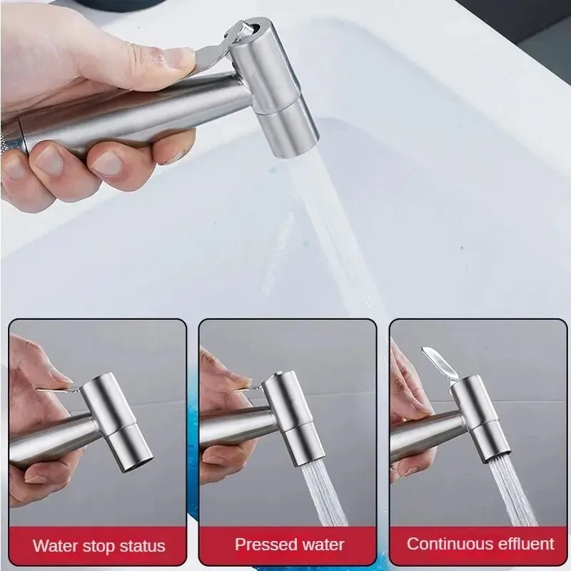 Handheld Bidet Sprayer Set Stainless Steel Spray Gun Shower Handheld Toilet Bidet Faucet Sprayer Shower Nozzle Self Cleaning