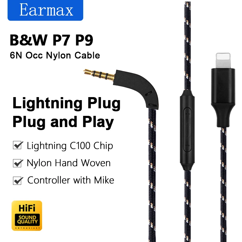 For B&W P7 P9 Earphones Replaceable Lightning to P7 P9 Upgrade