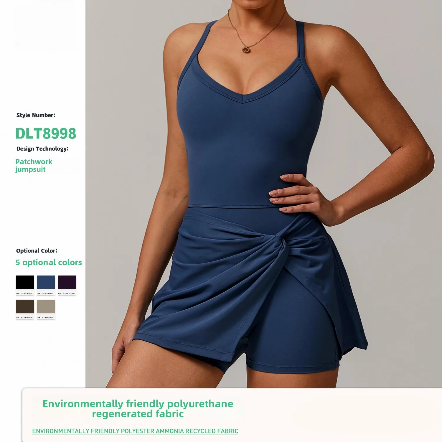 New Environmental Regeneration Dress Anti-exposure Kink Design Skirt Hollow-out Beauty Back Tennis Skirt