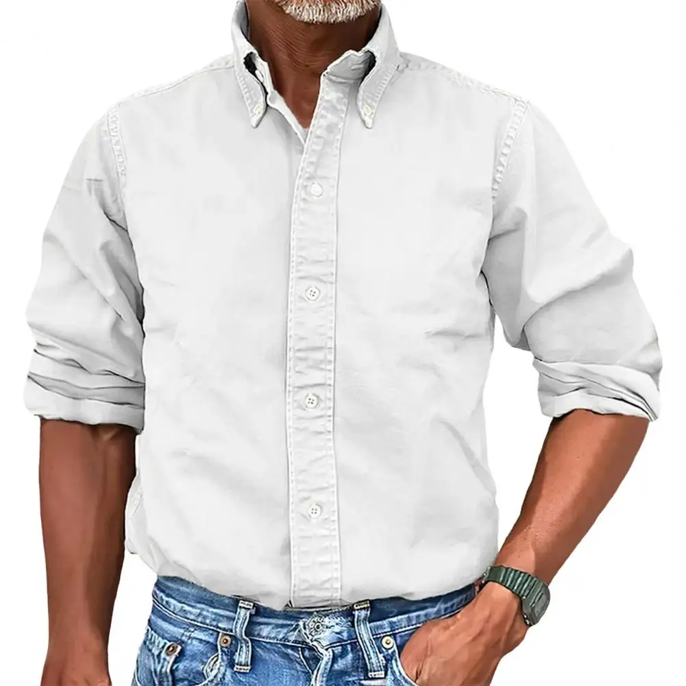 

Men Regular Fit Shirt Stylish Men's Lapel Collar Cardigan Slim Fit Soft Breathable Fabric Casual Office Top for Spring Season