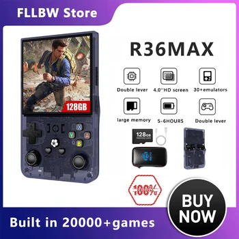 FLLBW R36 MAX consola de juegos Retro pantalla IPS de 4,0 pulgadas reproductor de videojuegos portátil de código abierto más de 15000 juegos integrados 64G/128G