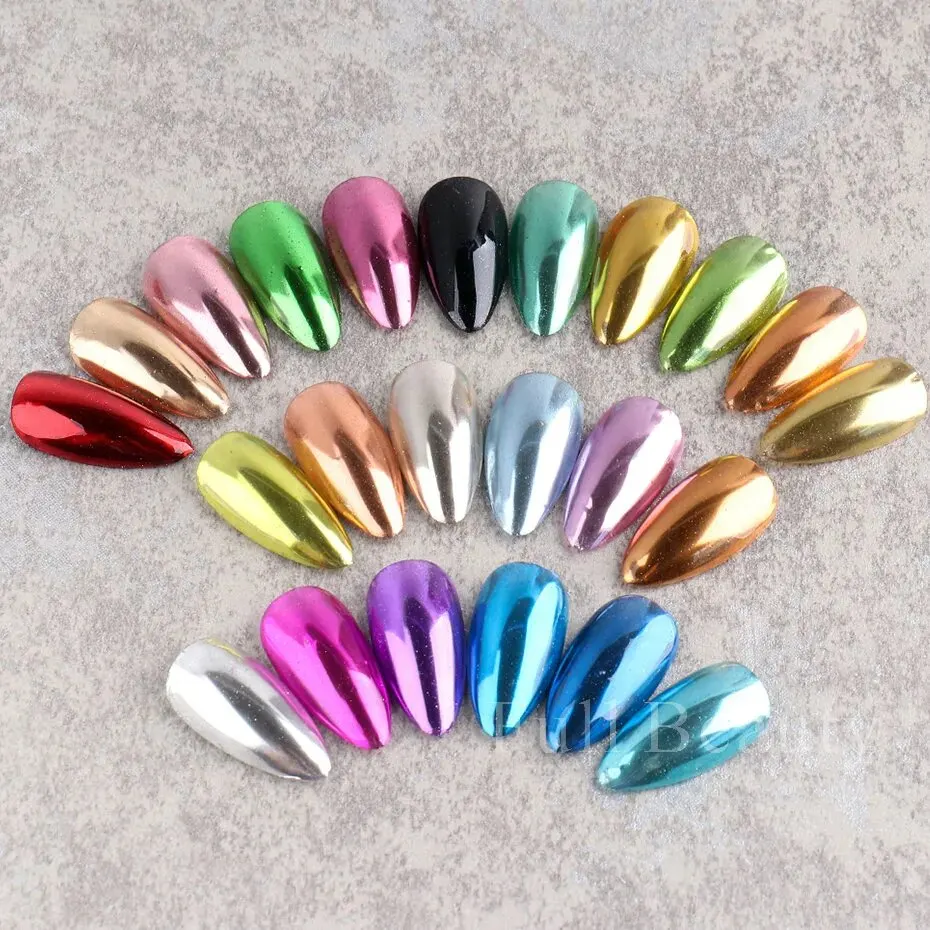 Nail Powder 23 Colors Metallic Chrome Y2K Magic Mirror Gold Silver Decor Rubbing Glitter Pigment Flakes