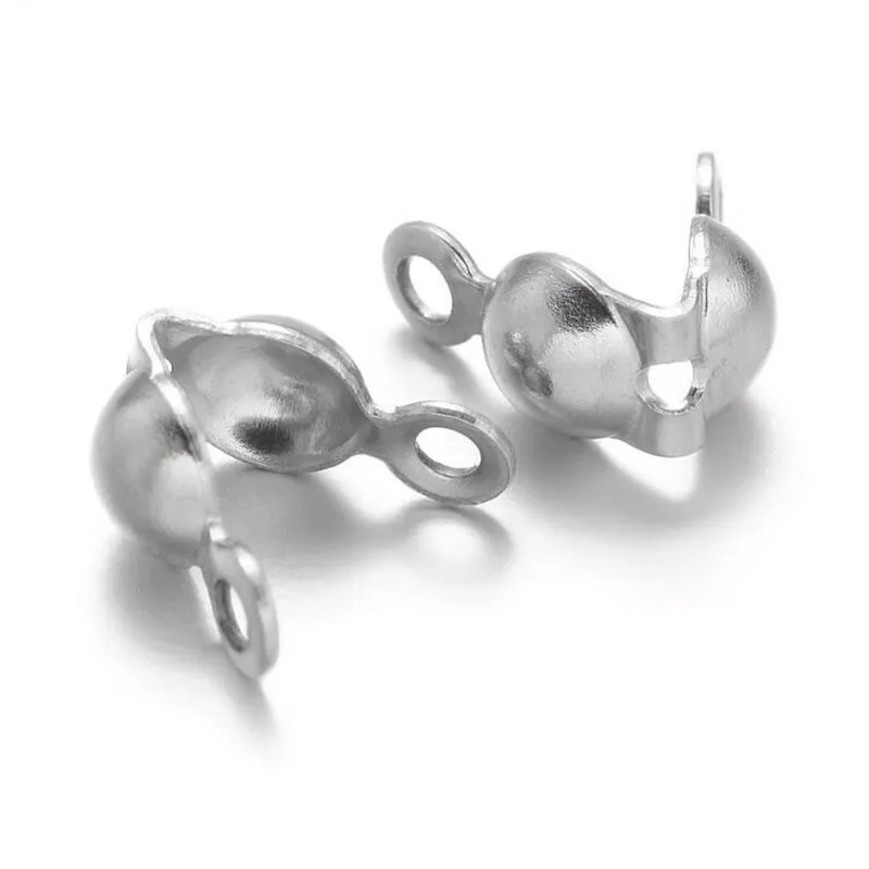 30-200 stücke Silber Ton Edelstahl End Crimps Perlen Tipps Fit Ball Kette – Detail 5