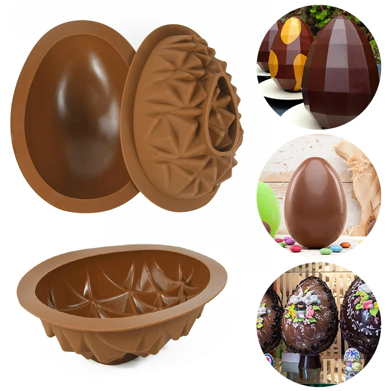 

Easter Eggs Chocolate Silicone Molds Large 3D Breakable Easter Egg Chocolate Molds for Easter Decorations Mousse Cake Dessert