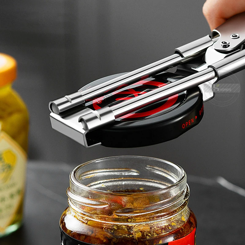 Adjustable Jar Opener Can Opener Stainless Steel Non-Slip Bottle Lid Manual Jar Bottle Lid Kitchen Gadget