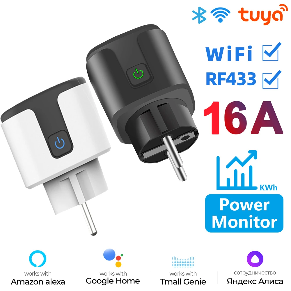 WiFi EU Smart Socket Plug With tuya app Outlet 20A Adapter Power Monitor Wireless Remote Control APP For Google Home Alexa 1