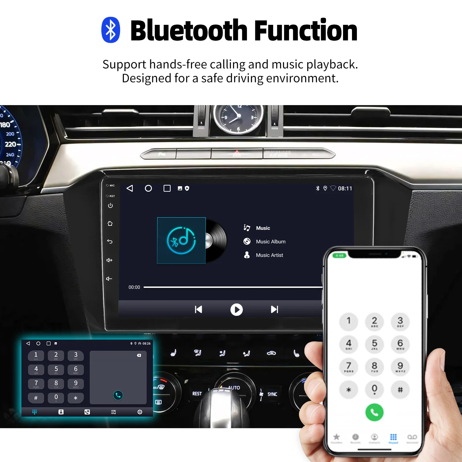 ESSGOO Autoradio Android15 10" 4+64 GB für VW Passat B8 Magotan 2015-2020 Wireless CarPlay GPS Navigation Bluetooth RDS WiFi Lenkradsteuerung Mirror Link Android Auto 2+32 GB – Detail 11