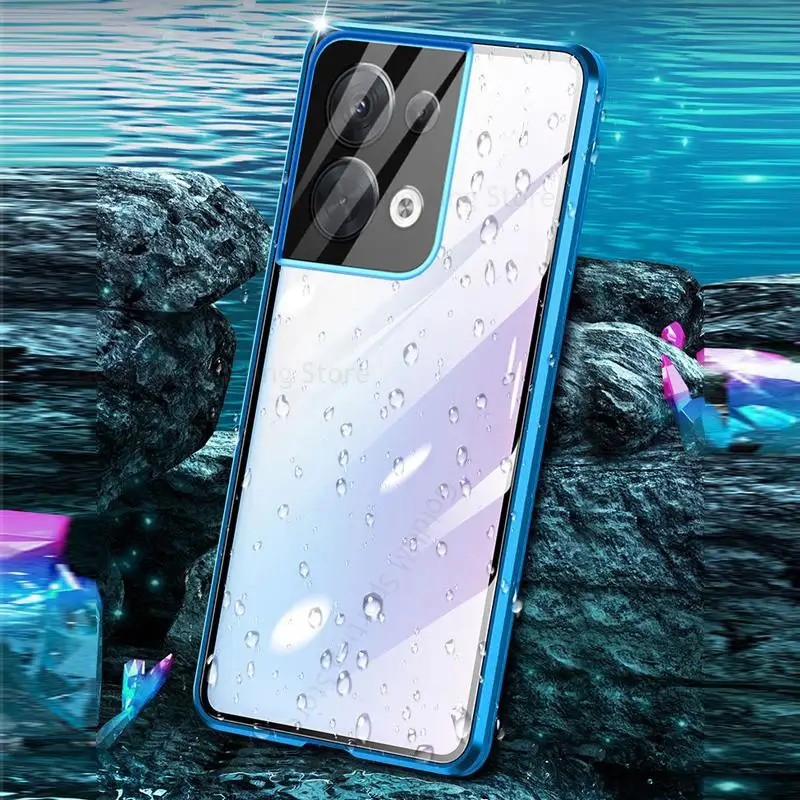 Magnetic Adsorption Flip Case For OPPO Reno 9 Pro Plus Tempered Glass Phone Case For Reno 8 Pro Plus 360 Double-Sided Protector