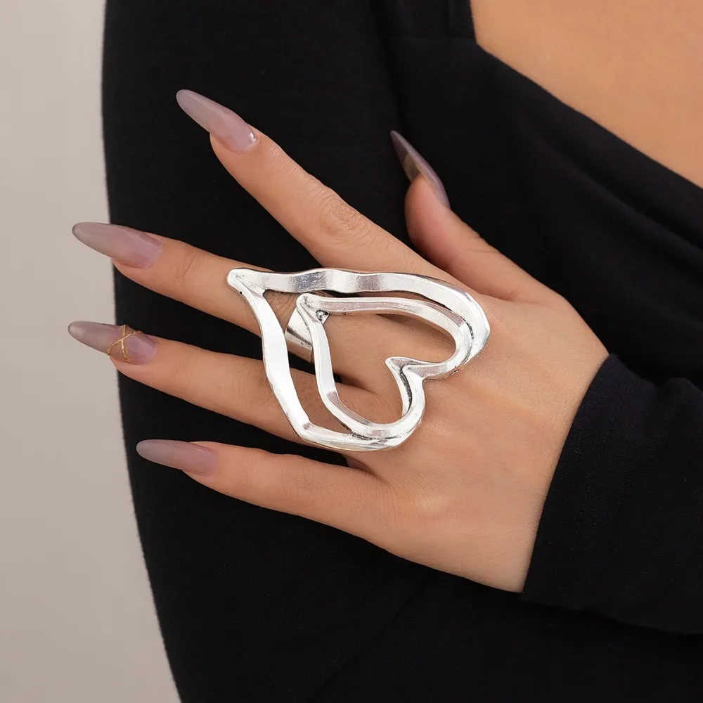 Anello statement donna con croce e cuore in metallo grande_voghion.com