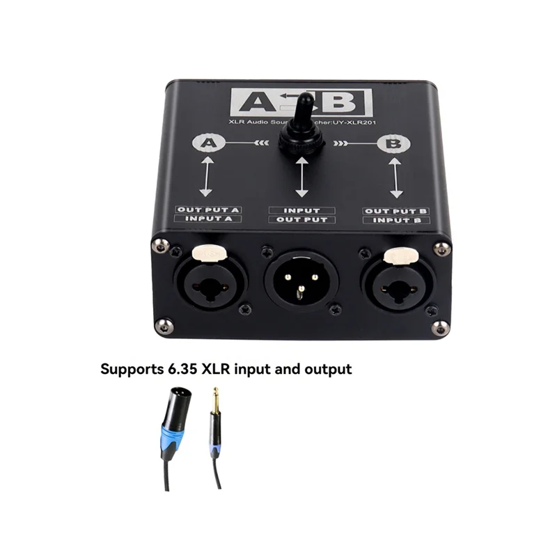 ABJF-패시브 2 In 1 Out XLR 오디오 스위처 마이크 사운드 카드 믹서용 XLR 밸런스드 오디오 스위처 박스