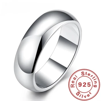 Anello in argento sterling 925 di alta qualità Moda semplice anello rotondo liscio Gioielli per feste per le donne Taglia 5 6 7 8 9 10 11