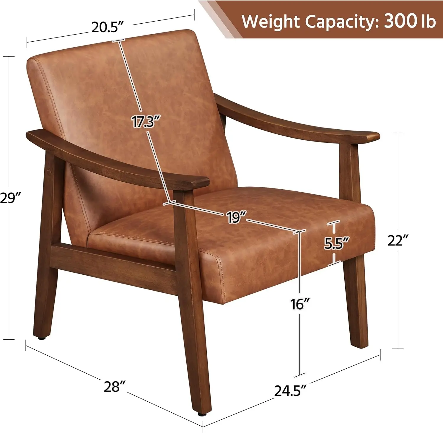 Wood Legs, Reading Leisure Chair with High Back for Living Room 3