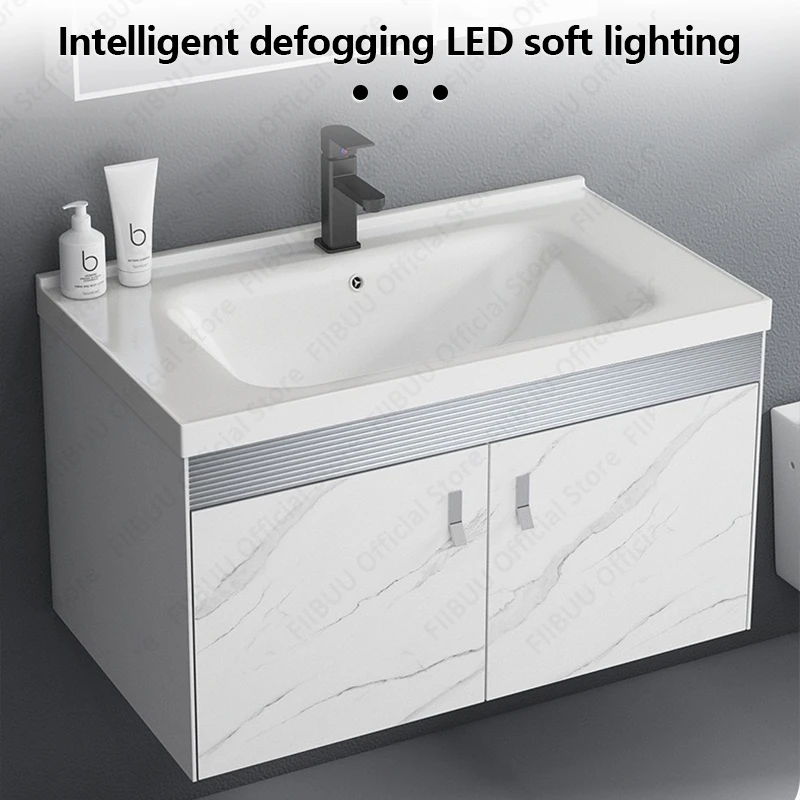 Modern Luxury Bathroom Vanity Large Capacity Washbasin Vanity Cabinet Wall Mount With Sink Integrated Bathroom Storage Furniture 4