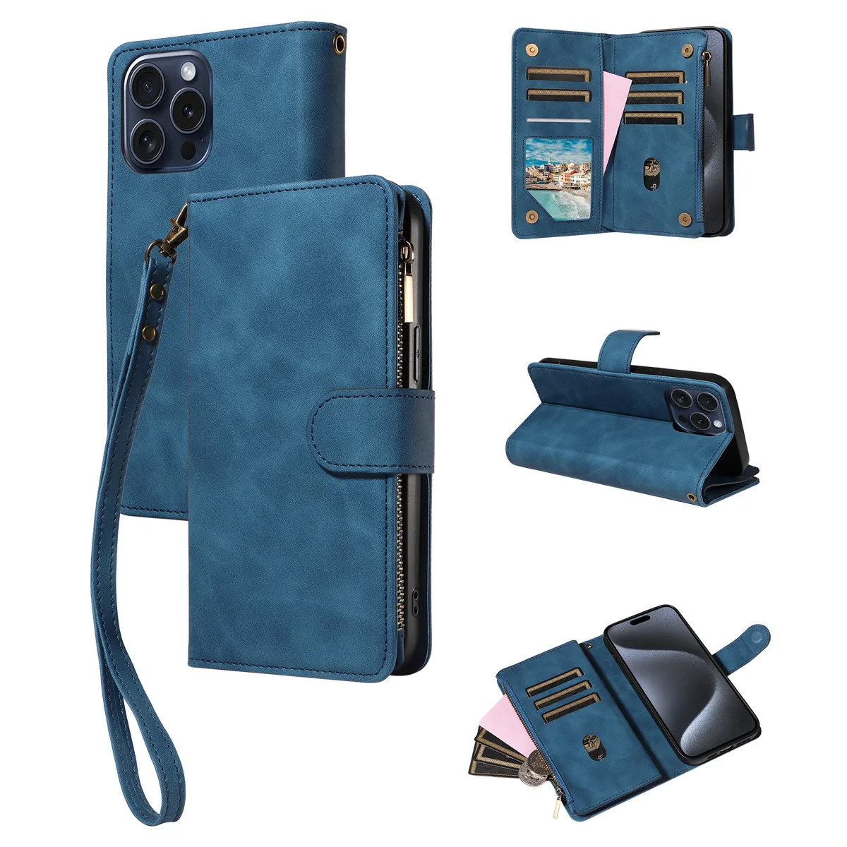 Samsung Galaxy Phone Case - Artificial Leather Clamshell Wallet for S24 S23 S22 S21
