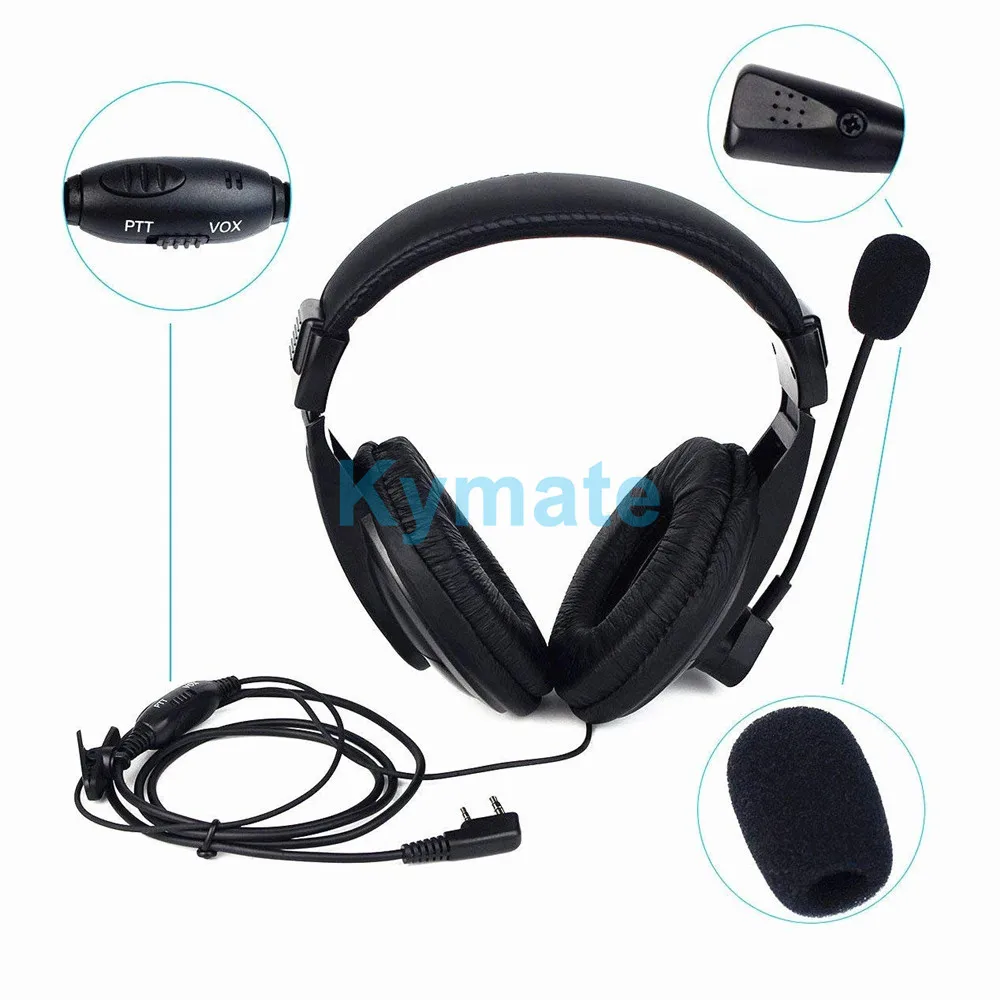 Walkie talkie PTT VOX two way radio Headset earpieces noise cancelling earphone for BaoFeng UV5R UV-82  2 Pin K Plug BF-888S