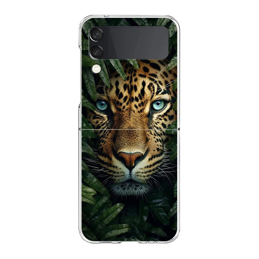 Hard-PC-Handy hülle mit Leoparden muster für Samsung Galaxy Z Flip 5 4 3 transparente Abdeckung für Galaxy Z Flip 6 faltbare stoß feste Hüllen – Detail 6