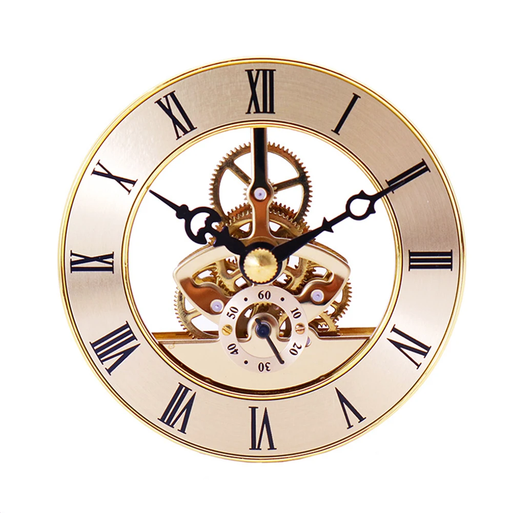 

Durable Clock Insert Clock Movement Diameter 86mm Gold Gold Bezel Large Black Roman Numerals Moving Gear Clock