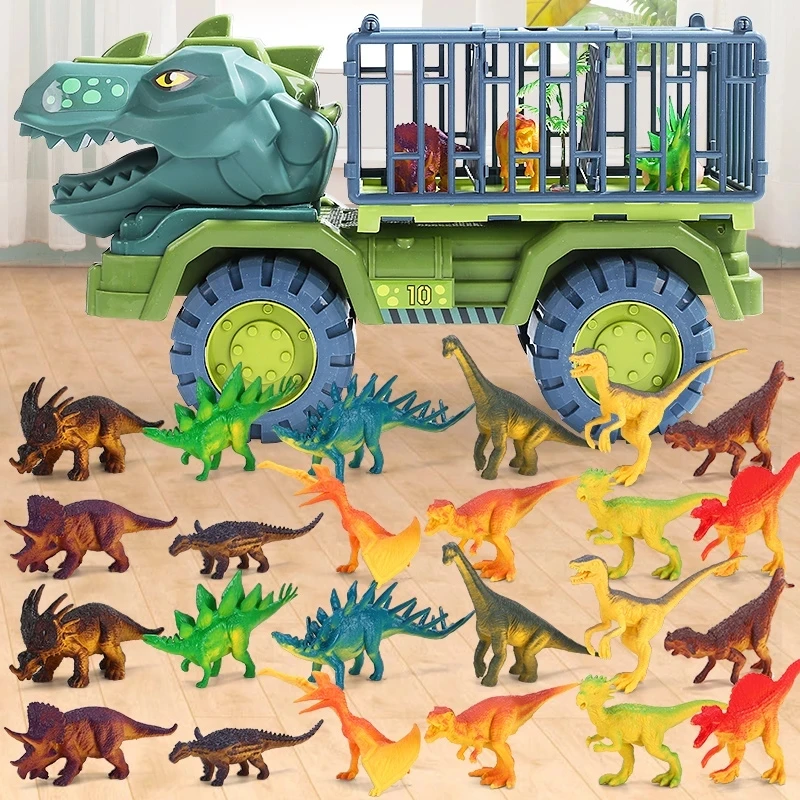 Children's Construction Toy Dinosaur Engineering Car Excavator Dump Truck Educational DIY Model Car Toys for Kids Boy Child Gift