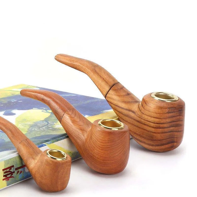 Wooden Smoking Tobacco Pipe Classic Curved Tobacco Filter Pipe Wood Smoking Wooden Gift tobacco pipe