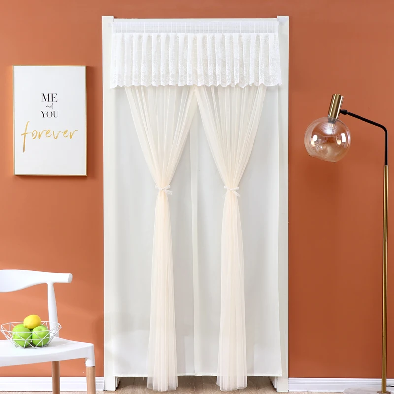 No-Drill Lace Door Curtain Modern mat Sle Bedroom Decorative Partition Privacy Curtain Mosquito Proof Ventilated