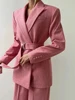 Fishbone Top Blazer Pants Sets 3 Pieces For Women Solid One Button Jacket Crop Tops High Waist Pocket Pant 2025 Lady Office Set 6