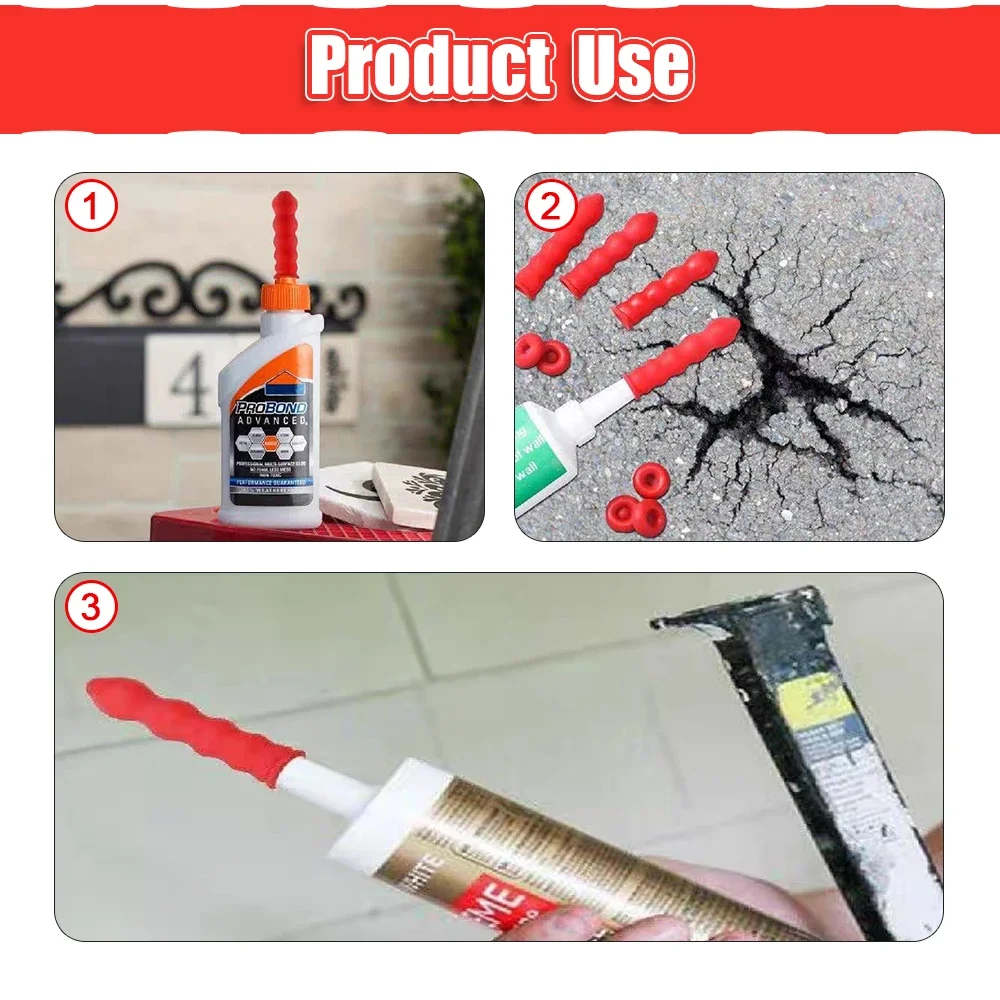 Caulking Gun Nozzles Cap Red Caulk Saving Cap Caulk Sealer Saver Open Caulking Tube for Sealing and Preserving Tools 10-50pcs