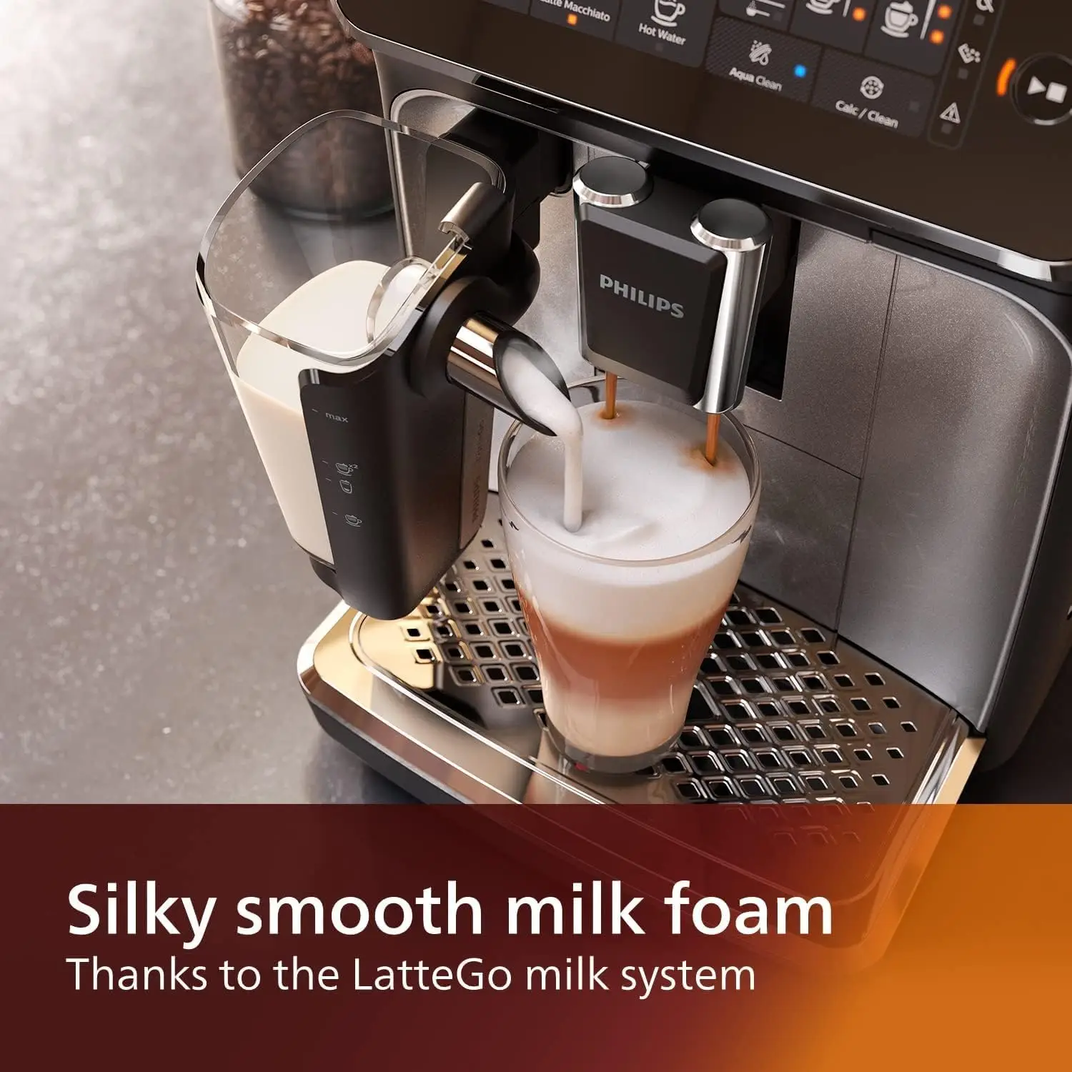 Series Fully Automatic Espresso Machine - LatteGo Milk System, 5 Coffee Varieties, Intuitive Touch Display 3