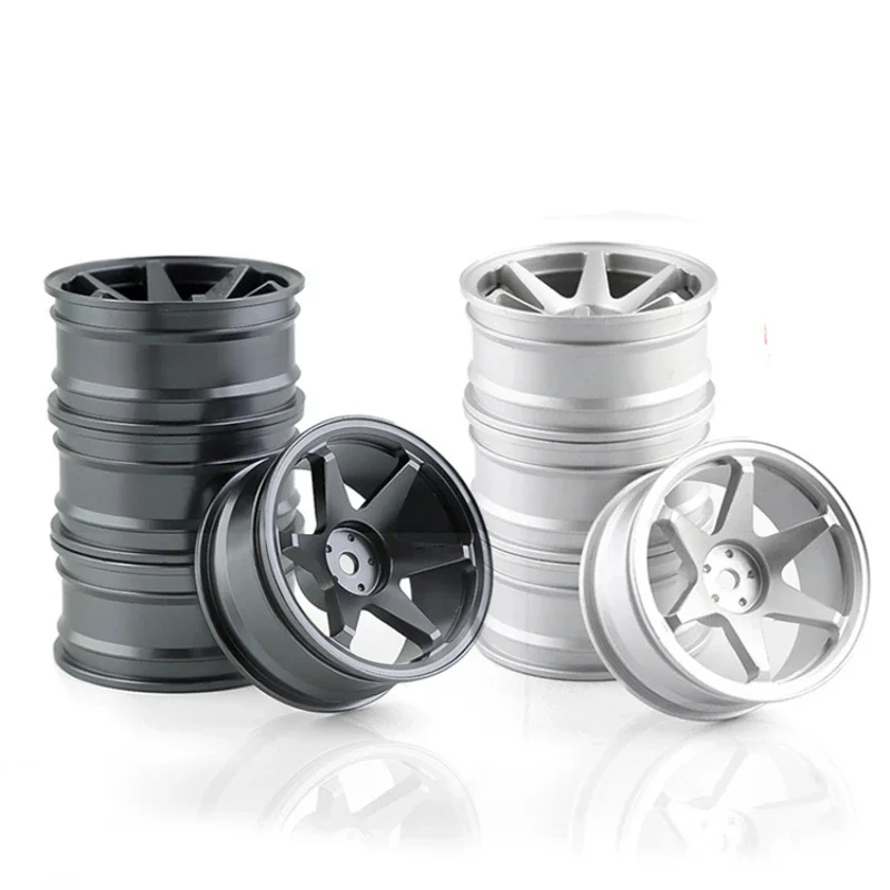 4 Ruote In Alluminio Con Pneumatici Per RC 1:10 On Road Drift – Cerchio Esagonale 12mm