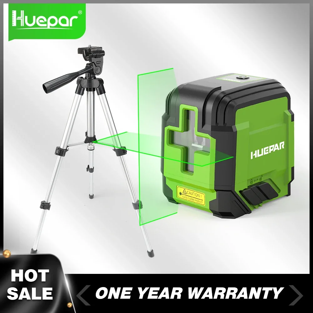 Huepar 2 Linee Livello Laser Osram Green Beam Autolivellante Orizzontale E Verticale Cross Line Strumenti Di Livellamento Laser Set Con Treppiede