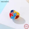 100% 925 Sterling Silver Charms Autism Awareness Puzzle Heart Beads Rose Gold Fit Pan Bracelets Necklaces Women DIY Jewelry 3