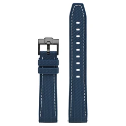 Universal Quick Release Liquid Silicone Sport Watch Band - Diving Waterproof Bracelet - 22mm (Royal blue white 02)