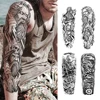 Large Full Arm Sleeve Waterproof Temporary Tattoo Sticker Anubis Egypt Time Eagle Rose Flower Fake Tatoo Body Art Men Women Leg 1